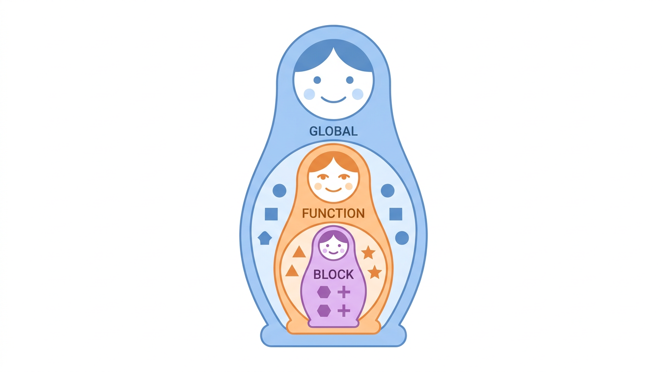 El scope de variables: local, global, de bloque