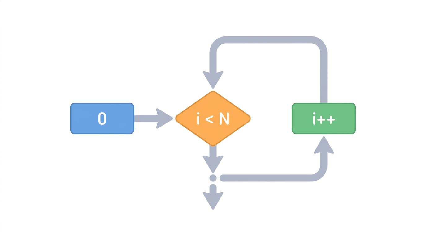 Las 3 partes del for en una línea