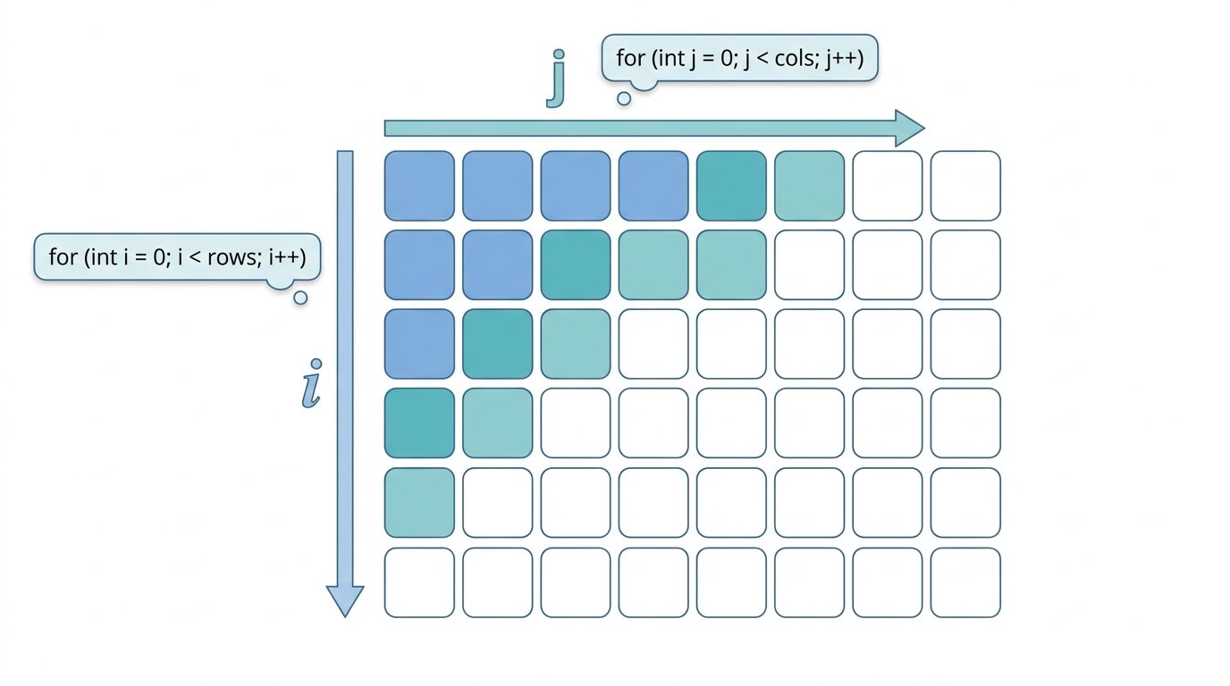for anidados: tablas y matrices